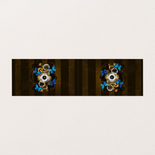 Steampunk Gears en Blue Butterflies Visitekaartje (Buitenkant ongevouwen)