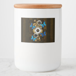 Steampunk Gears en Blue Butterflies Voedselcontainer Etiket