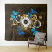 Steampunk Gears en Blue Butterflies Wandkleed (In Situ (horizontaal))