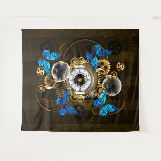 Steampunk Gears en Blue Butterflies Wandkleed (Voorkant (horizontaal))