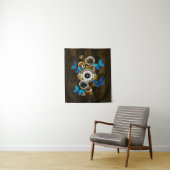 Steampunk Gears en Blue Butterflies Wandkleed (In situ)