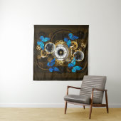 Steampunk Gears en Blue Butterflies Wandkleed (In Situ (horizontaal))