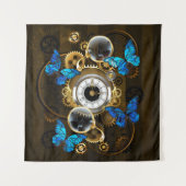 Steampunk Gears en Blue Butterflies Wandkleed (Voorkant)