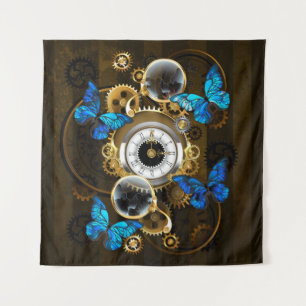 Steampunk Gears en Blue Butterflies Wandkleed