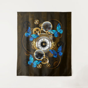 Steampunk Gears en Blue Butterflies Wandkleed