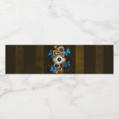 Steampunk Gears en Blue Butterflies Waterfles Etiket (Enkel label)