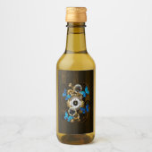 Steampunk Gears en Blue Butterflies Wijn Etiket (Voorkant)