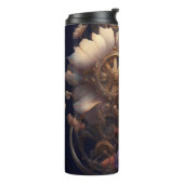 Steampunk Gears en Paarse Bloemen Thermosbeker (Gedraaid links)