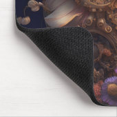 Steampunk Gears en Paarse en witte bloemen Muismat (Hoek)