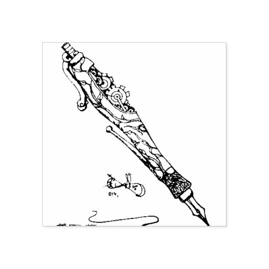 Steampunk Gears Fontein Pen Rubber Stamp Rubberstempel (Afrduk)
