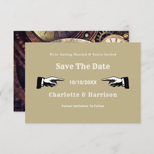 Steampunk Gears Foto slaat de datum op Save The Date (Voorkant / Achterkant)
