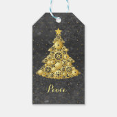 Steampunk Gears Gold Kerstboom Cadeaulabel (Voorkant)