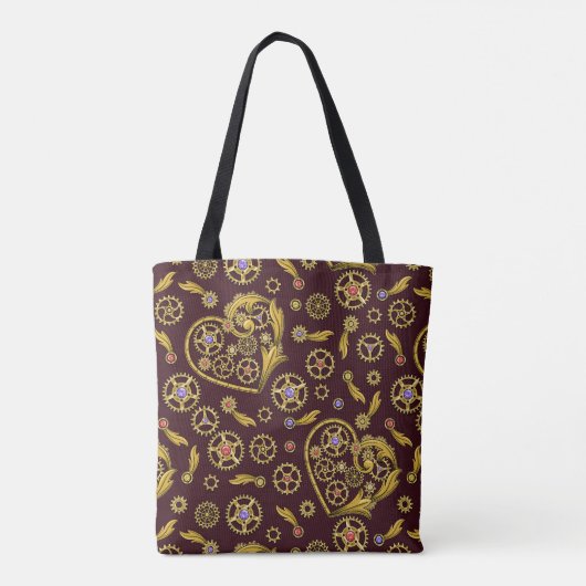 Steampunk Gears Heart Napkins Tote Bag (Achterkant)