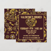 Steampunk Gears Heart Valentijnsdag Kaart (Voorkant / Achterkant)