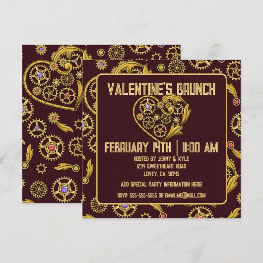 Steampunk Gears Heart Valentijnsdag Kaart (Voorkant / Achterkant)