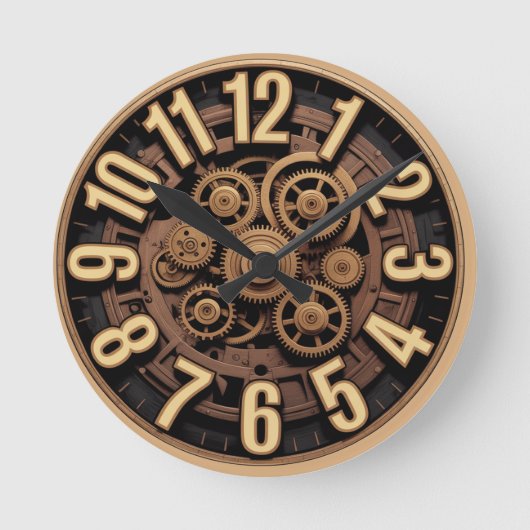 Steampunk Gears look Ronde Klok (Voorkant)