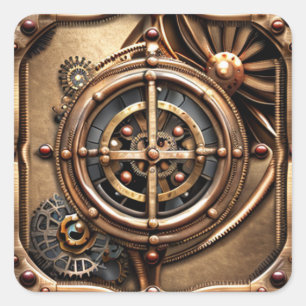 Steampunk Gears Metal Art Vierkante Sticker