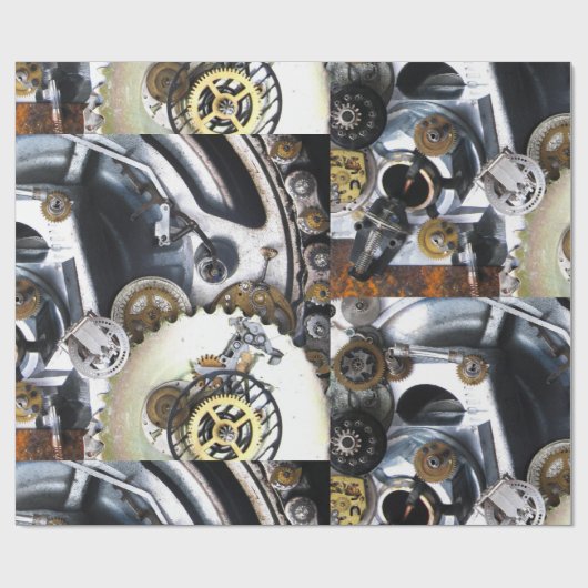 steampunk Gears metal watch fantasy SciFi Cadeaupapier (Vlak)