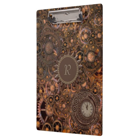 Steampunk Gears Monogrammed Klembord (Links)