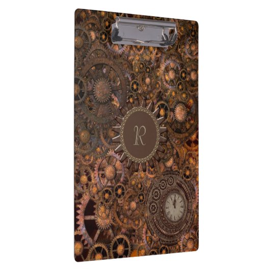 Steampunk Gears Monogrammed Klembord (Rechts)