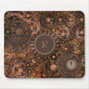 Steampunk Gears Monogrammed Muismat