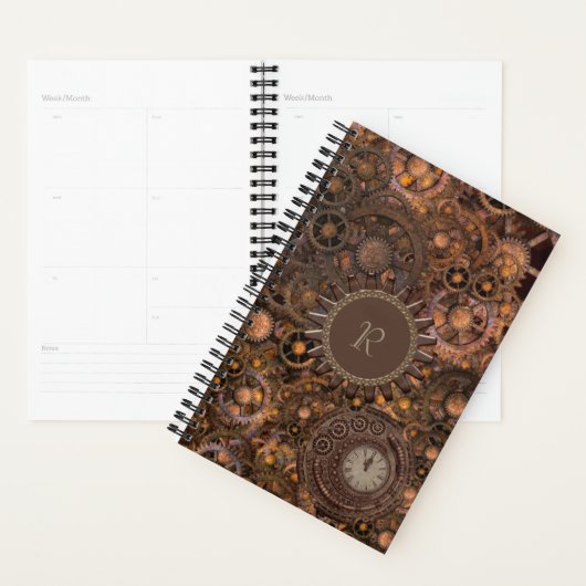 Steampunk Gears Monogrammed Planner (Display)