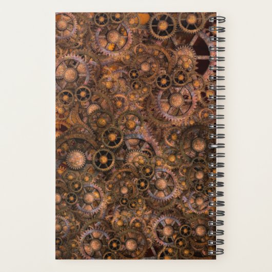 Steampunk Gears Monogrammed Planner (Achterkant)