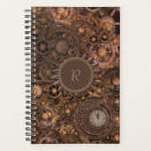 Steampunk Gears Monogrammed Planner (Voorkant)