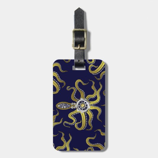 Steampunk Gears Octopus Kraken Bagagelabel (Voorkant verticaal)