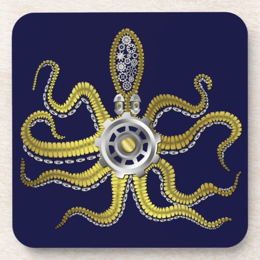 Steampunk Gears Octopus Kraken Bier Onderzetter (Voorkant)