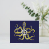 Steampunk Gears Octopus Kraken Briefkaart (Staand voorkant)