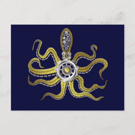 Steampunk Gears Octopus Kraken Briefkaart (Voorkant)