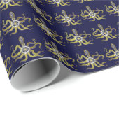 Steampunk Gears Octopus Kraken Cadeaupapier (Rol Hoek)