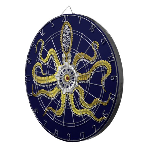 Steampunk Gears Octopus Kraken Dartbord (Voorkant Rechts)