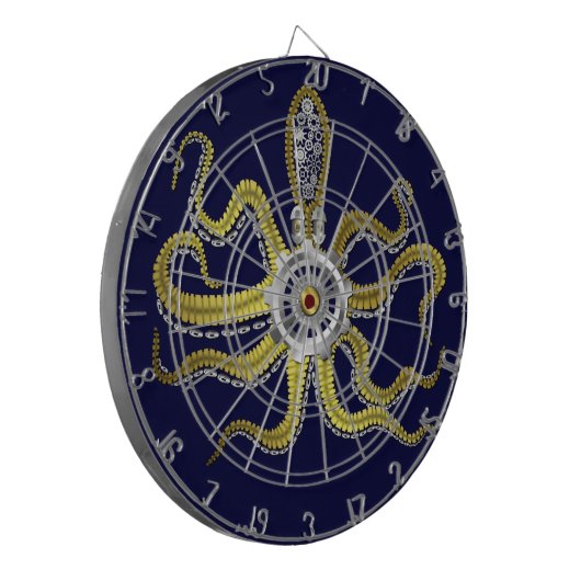 Steampunk Gears Octopus Kraken Dartbord (Voorkant Links)
