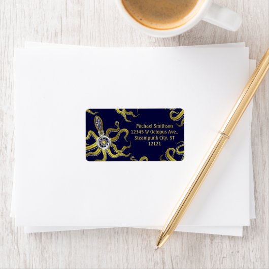 Steampunk Gears Octopus Kraken Etiket (Insitu)