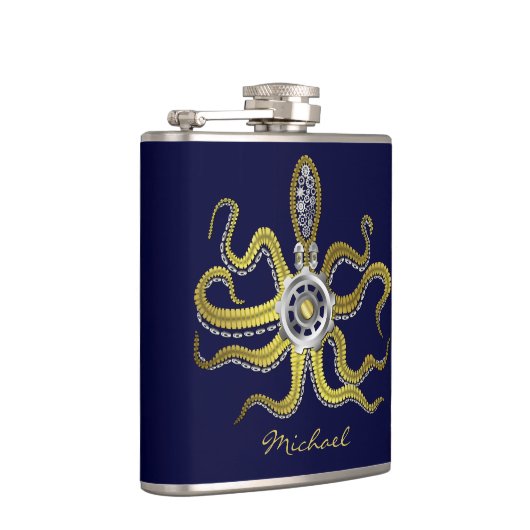 Steampunk Gears Octopus Kraken Heupfles (Rechts)