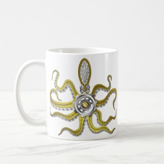 Steampunk Gears Octopus Kraken Koffiemok (Links)