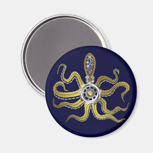 Steampunk Gears Octopus Kraken Magneet (Voorkant / Achterkant)