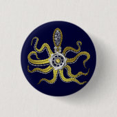 Steampunk Gears Octopus Kraken Ronde Button 3,2 Cm (Voorkant)