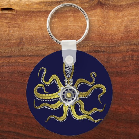 Steampunk Gears Octopus Kraken Sleutelhanger (Voorkant)
