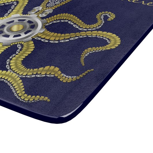 Steampunk Gears Octopus Kraken Snijplank (Hoek)