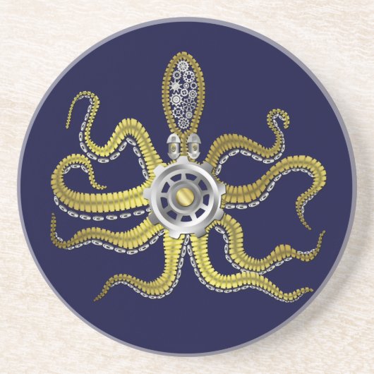 Steampunk Gears Octopus Kraken Zandsteen Onderzetter (Voorkant)