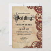 Steampunk Gears Personalized Wedding Invitation Kaart (Voorkant)
