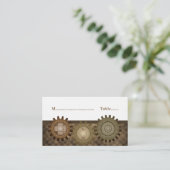 Steampunk Gears Place Card, bruin Plaatskaartje (Staand voorkant)
