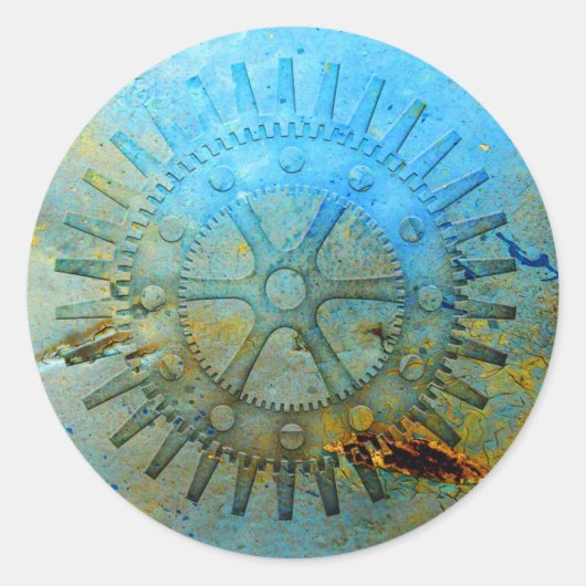 Steampunk Gears Ronde Sticker (Voorkant)