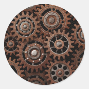 Steampunk Gears Ronde Sticker