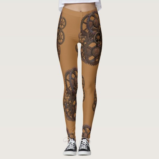 Steampunk Gears Rusty  Industrial Leggings (Voorkant)