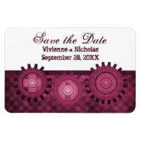 Steampunk Gears Save the Date Flexi Magnet, Roze