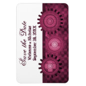 Steampunk Gears Save the Date Flexi Magnet, Roze Magneet (Verticaal)